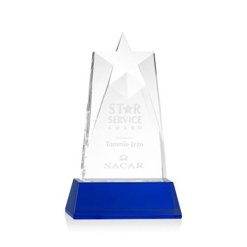 Awards and Trophies - Crystal Awards - Millington Star on Base - Blue
