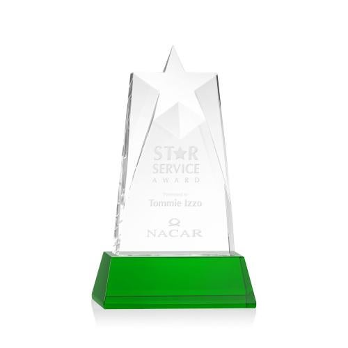 Awards and Trophies - Crystal Awards - Millington Star on Base - Green