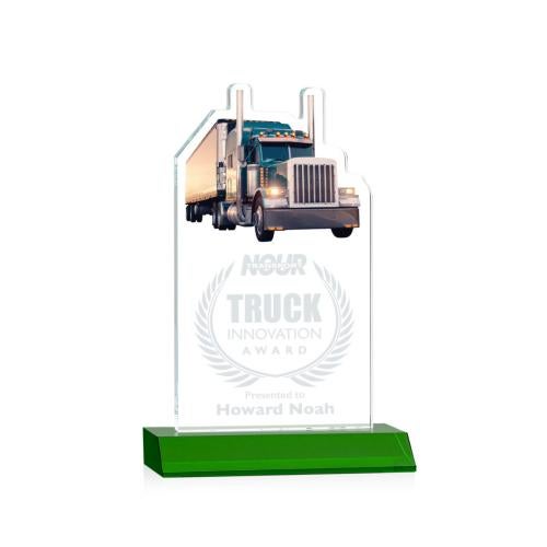 Awards and Trophies - Crystal Awards - Longhaul Green Unique Crystal Award