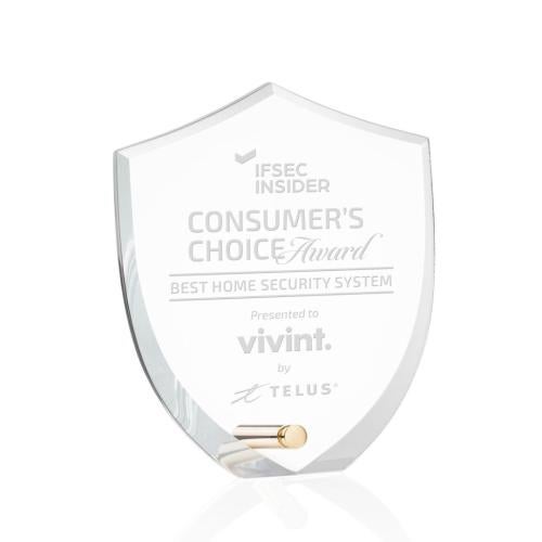 Awards and Trophies - Acrylic Awards - Polaris Shield Gold Unique Acrylic Award