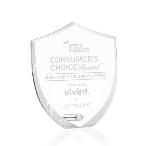 Awards and Trophies - Acrylic Awards - Polaris Shield Silver Unique Acrylic Award