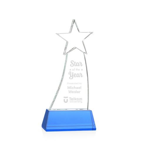 Awards and Trophies - Crystal Awards - Manolita Sky Blue Star Crystal Award