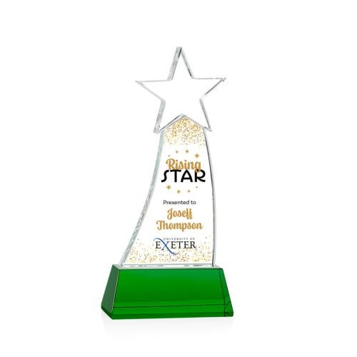 Awards and Trophies - Crystal Awards - Manolita Full Color Green Star Crystal Award