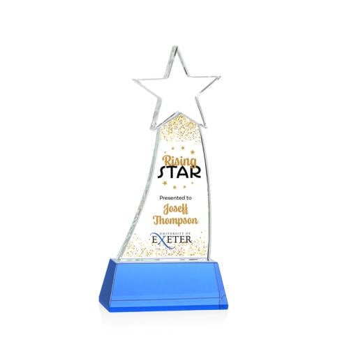 Awards and Trophies - Crystal Awards - Manolita Full Color Sky Blue Star Crystal Award