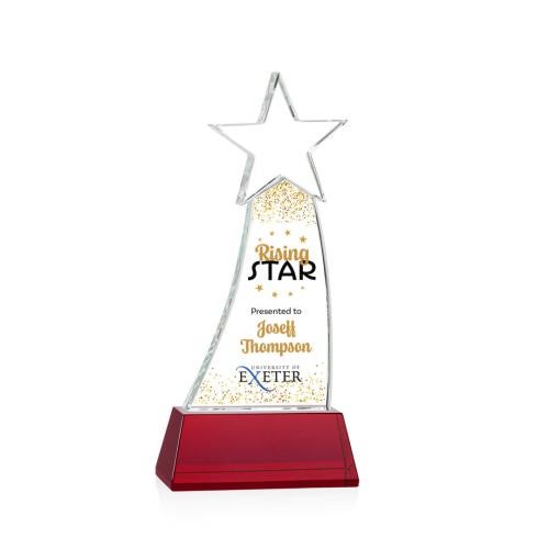 Awards and Trophies - Crystal Awards - Manolita Full Color Red Star Crystal Award