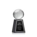 Golf Ball Globe on Tall Marble Base Crystal Award