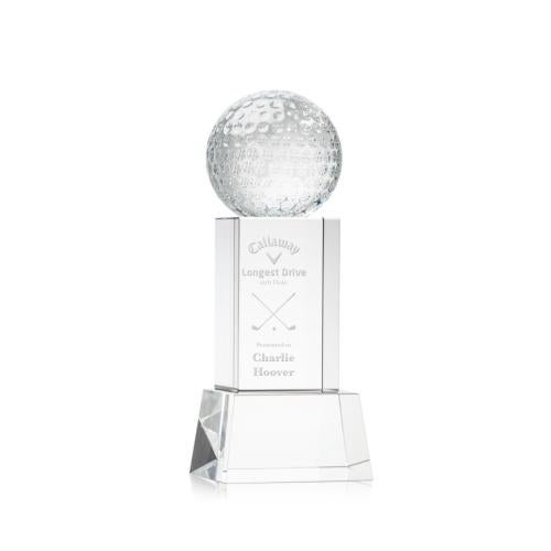 Awards and Trophies - Crystal Awards - Golf Ball Clear on Belcroft Base Globe Crystal Award