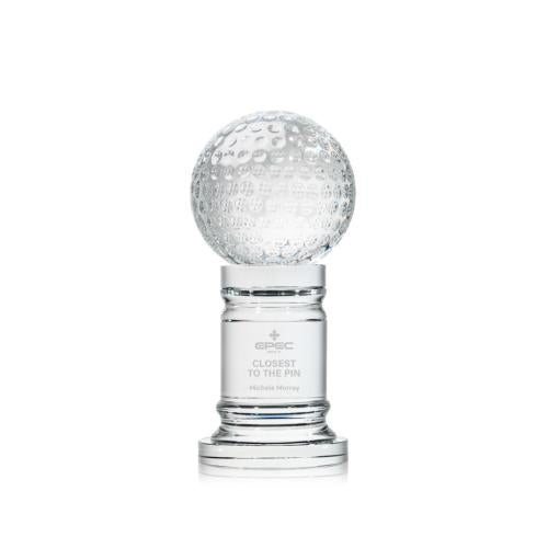 Awards and Trophies - Crystal Awards - Golf Ball Globe on Colverstone Base Crystal Award