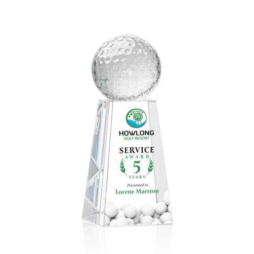 Awards and Trophies - Crystal Awards - Golf Ball Full Color Globe on Novita Crystal Award