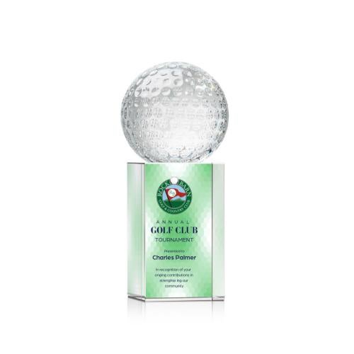 Awards and Trophies - Crystal Awards - Golf Ball Full Color Globe on Dakota Crystal Award