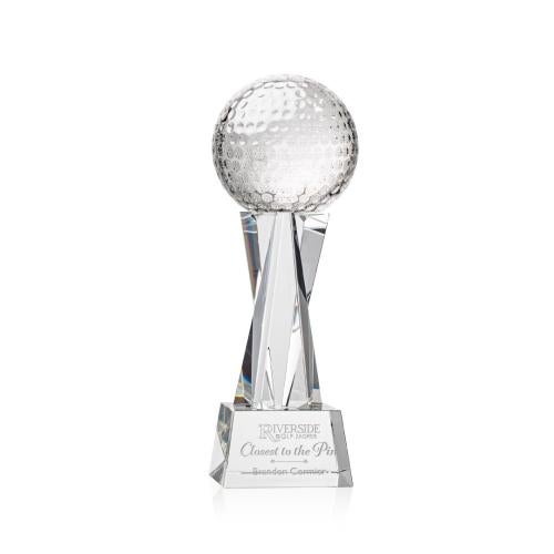 Awards and Trophies - Crystal Awards - Golf Ball Clear on Grafton Base Globe Crystal Award