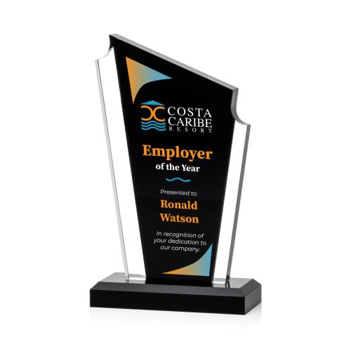 Awards and Trophies - Acrylic Awards - Dunstable Full Color Black Peaks Acrylic Award