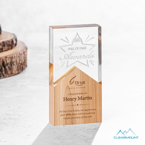 Awards and Trophies - Acrylic Awards - Montagnes Rectangle Wood Award