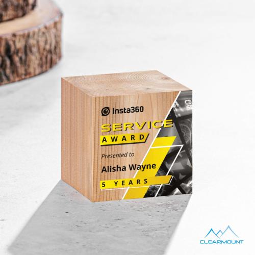 Awards and Trophies - Eco and Wood Awards - Feuille Full Color Square / Cube Wood Award