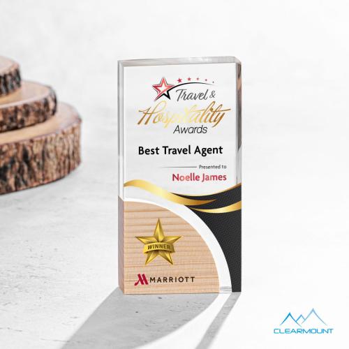 Awards and Trophies - Acrylic Awards - Nuage Full Color Rectangle Wood Award