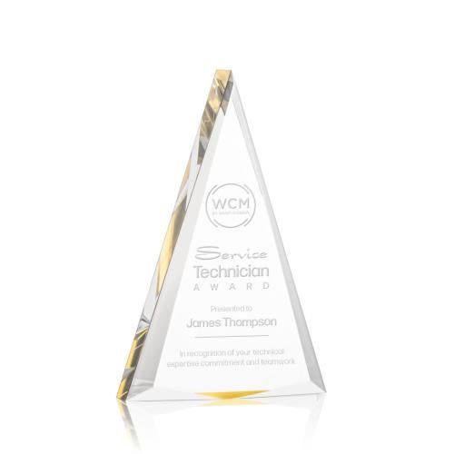 Awards and Trophies - Acrylic Awards - Shrewsbury Gold Pyramid Acrylic Award