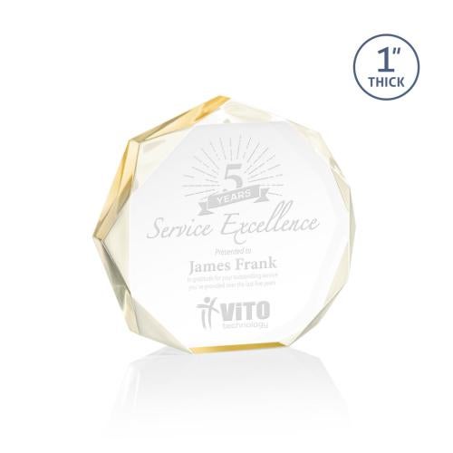 Awards and Trophies - Acrylic Awards - Piedmont Gold Polygon Acrylic Award