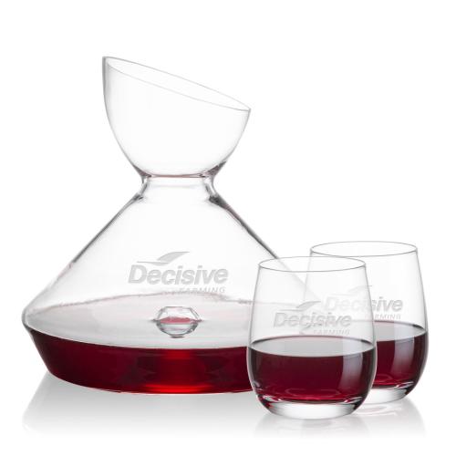 Corporate Gifts - Barware - Carafes - Woodbury Carafe & Salem Stemless Wine