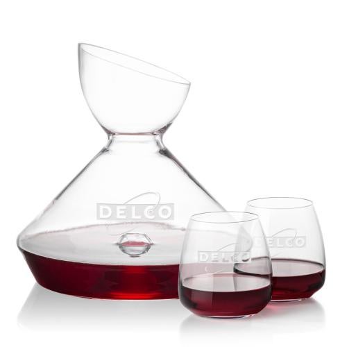 Corporate Gifts - Barware - Carafes - Woodbury Carafe & Hogarth Stemless Wine