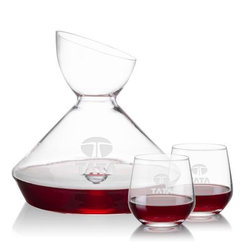 Corporate Gifts - Barware - Carafes - Woodbury Carafe & Garland Stemless Wine