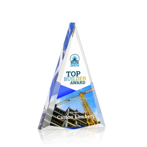 Awards and Trophies - Acrylic Awards - Shrewsbury Full Color Blue Pyramid Acrylic Award