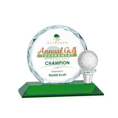 Awards and Trophies - Crystal Awards - Nashdene Full Color Green Circle Crystal Award