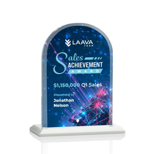 Awards and Trophies - Crystal Awards - Bridgeport Full Color White Peaks Crystal Award