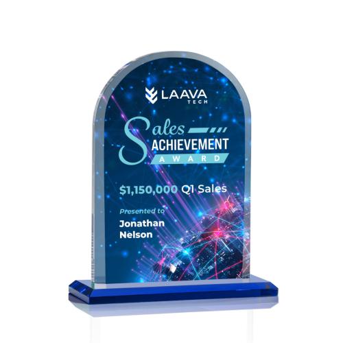 Awards and Trophies - Crystal Awards - Bridgeport Full Color Blue Peaks Crystal Award