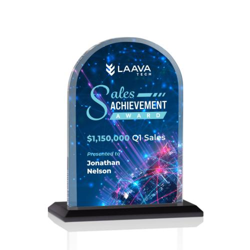 Awards and Trophies - Crystal Awards - Bridgeport Full Color Black Peaks Crystal Award