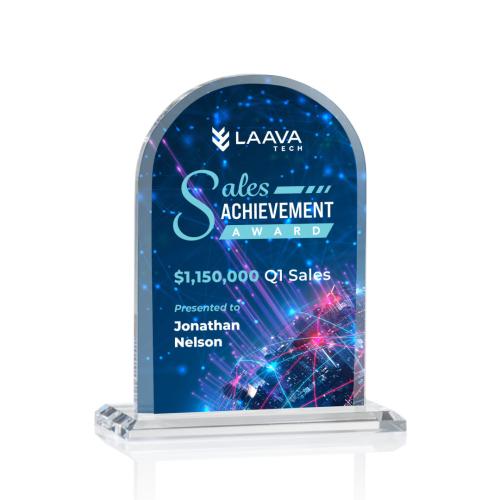 Awards and Trophies - Crystal Awards - Bridgeport Full Color Clear Peaks Crystal Award