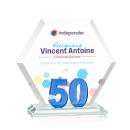 Riviera Anniversary Full Color Blue No 50 Polygon Crystal Award