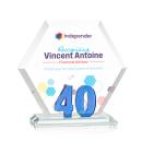 Riviera Anniversary Full Color Blue No 40 Polygon Crystal Award
