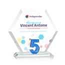 Riviera Anniversary Full Color Blue No 5 Polygon Crystal Award