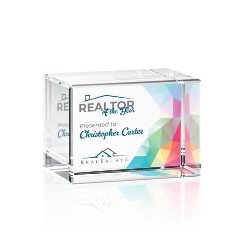 Awards and Trophies - Crystal Awards - Lexington Cube Full Color Rectangle Crystal Award