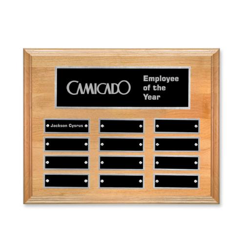 Awards and Trophies - Plaque Awards - Erindate (Horiz) Perpetual Plaque - Red Alder/Silver