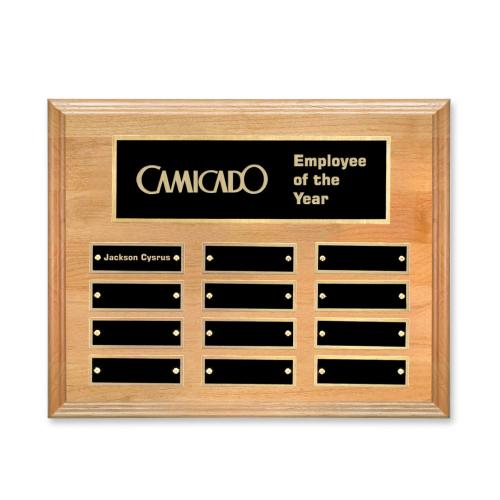 Awards and Trophies - Plaque Awards - Erindate (Horiz) Perpetual Plaque - Red Alder/Gold