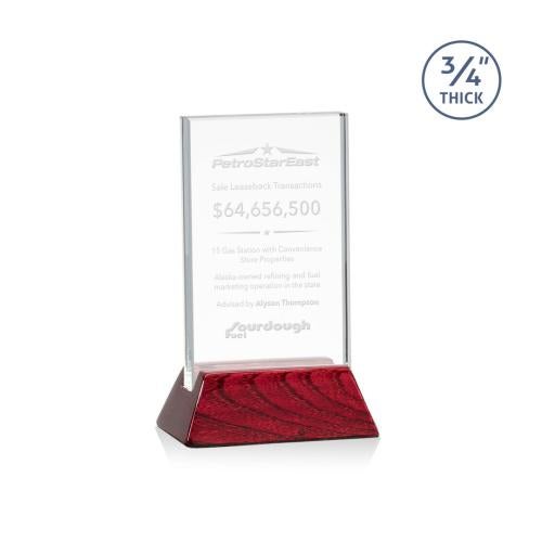 Awards and Trophies - Crystal Awards - Walkerton Starfire/Rosewood (Vert) Rectangle Crystal Award