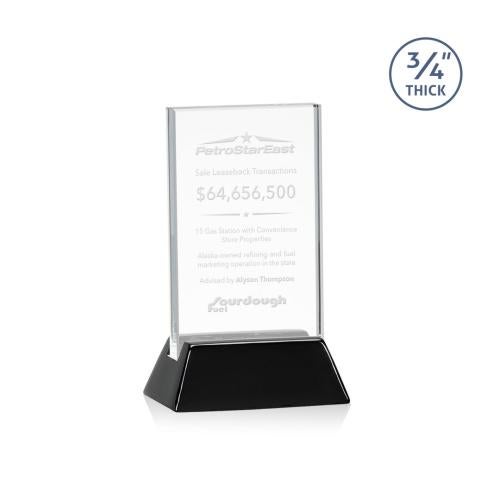 Awards and Trophies - Crystal Awards - Walkerton Starfire/Black (Vert) Rectangle Crystal Award