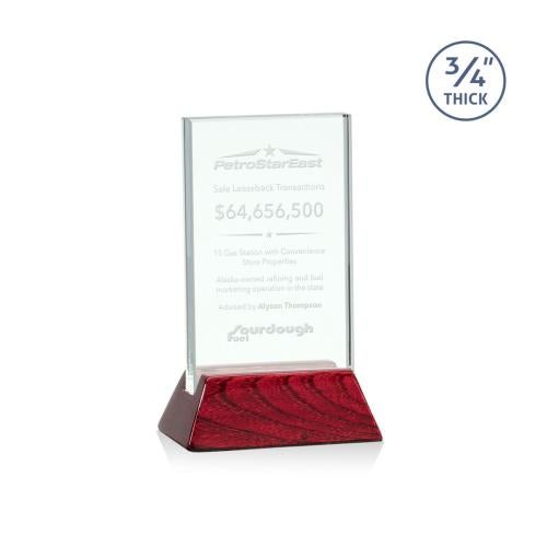 Awards and Trophies - Eco and Wood Awards - Walkerton Jade/Rosewood (Vert) Rectangle Glass Award