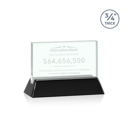 Awards and Trophies - Crystal Awards - Glass Awards - Walkerton Jade/Black (Horiz) Rectangle Glass Award
