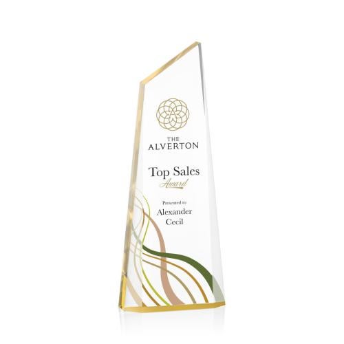 Awards and Trophies - Acrylic Awards - Hudson Full Color Gold Peaks Acrylic Award