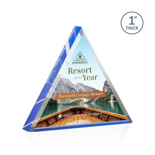 Awards and Trophies - Acrylic Awards - Brighton Full Color Blue Pyramid Acrylic Award