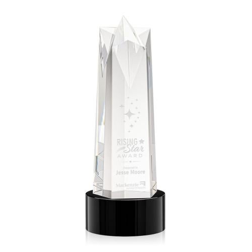 Awards and Trophies - Crystal Awards - Ellesmere Star on Marvel Base - Black