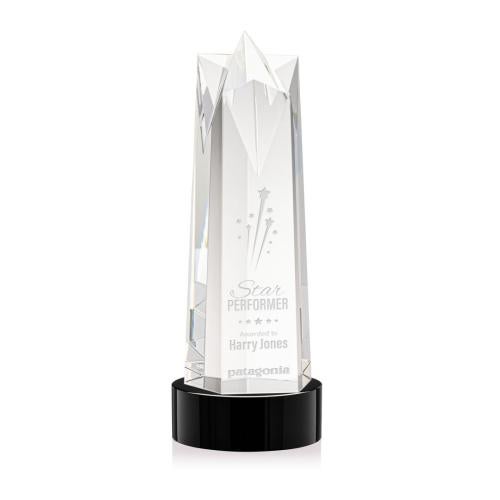 Awards and Trophies - Crystal Awards - Ellesmere Star on Stanrich Base - Black