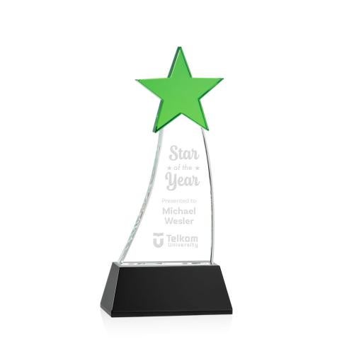 Awards and Trophies - Crystal Awards - Manolita Green/Black Star Crystal Award