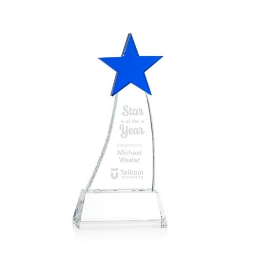 Awards and Trophies - Crystal Awards - Manolita Blue/Clear Star Crystal Award