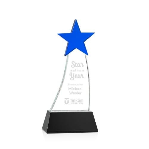 Awards and Trophies - Crystal Awards - Manolita Blue/Black Star Crystal Award