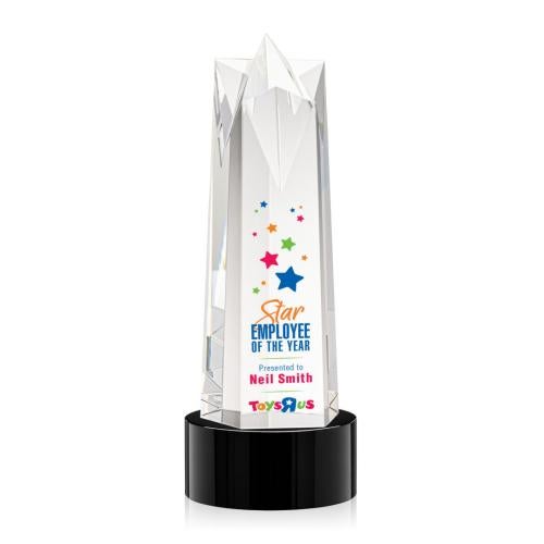Awards and Trophies - Crystal Awards - Ellesmere Full Color Black on Marvel Obelisk Crystal Award
