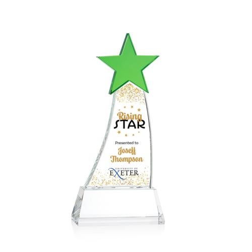 Awards and Trophies - Crystal Awards - Manolita Full Color Green/Clear Star Crystal Award