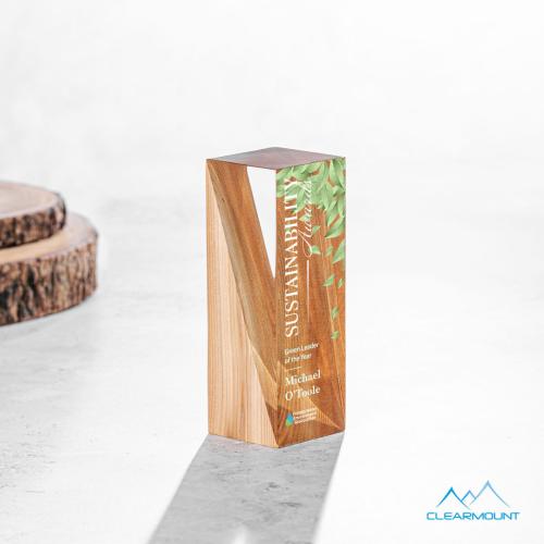 Awards and Trophies - Acrylic Awards - Cascades Full Color Towers Wood Award